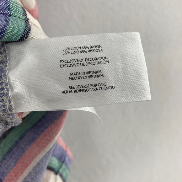 Orvis Striped Linen Blend Sleeveless Button Front‎ Shirt XL Multicolor Summer - Picture 8 of 9
